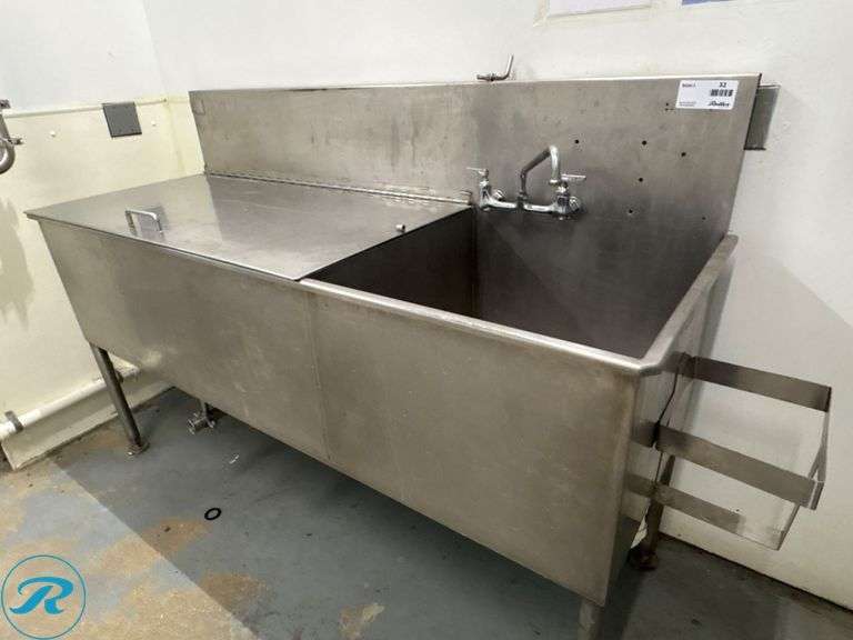 Stainless Steel Part Washing Sink With Faucet and Drain System, 74” x 28” x 50” - Roller Auctions