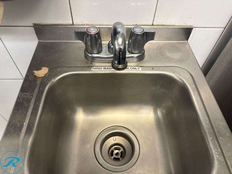 Stainless Steel Wall-Mounted Hand Sink with Faucet, 16in - Roller Auctions