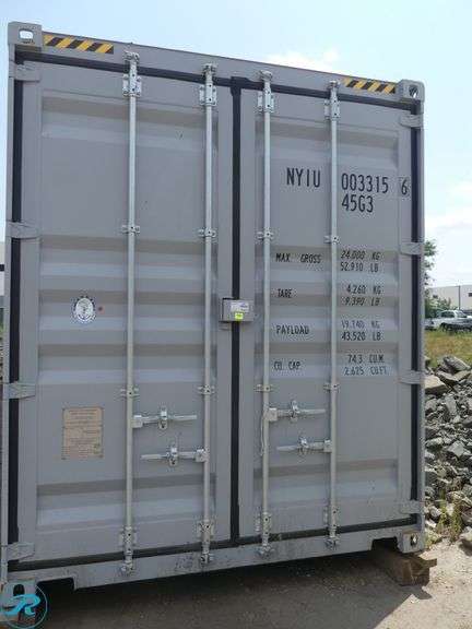New 40' Steel Storage Container, High Cube, 9'6" High, 8' Wide, (4) Double Door Side Openings - Roller Auctions