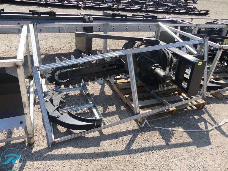 New JCT Hydraulic Trencher Attachment To Fit Skid Steer Loader, With Crumber - Roller Auctions
