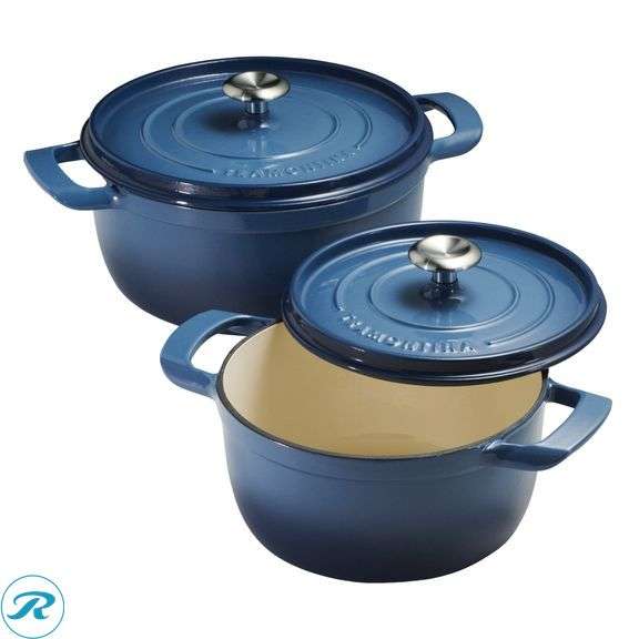Tramontina 4-quart & 6-quart Enameled Cast Iron Round Dutch Oven, 2-pack - New - Roller Auctions