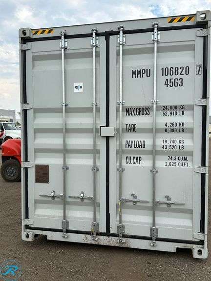 New 40' Steel Storage Container, High Cube, 9'6" High, 8' Wide, (4) Double Door Side Openings - Roller Auctions