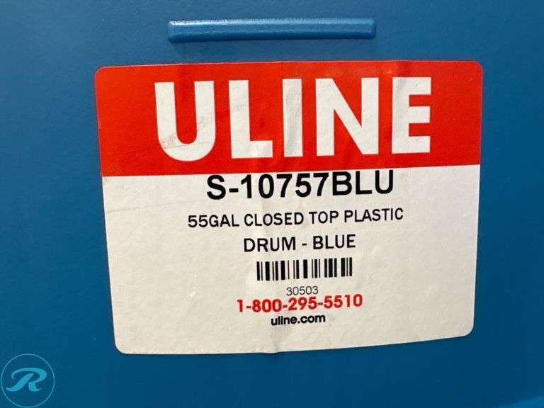 (3) Uline S-10757BLU 55-Gallon Plastic Closed-Top Drums - Roller Auctions