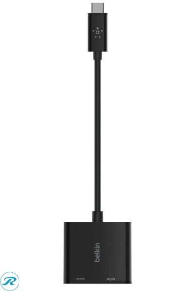 Belkin - USB-C to HDMI Adapter + USBC Charging Port, 4K UHD Video, 60W Passthrough Power, Black - New - Roller Auctions