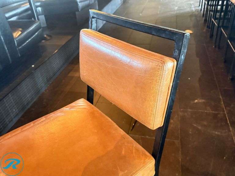 (16) Metal Frame Bar Chairs with Brown Upholstered Seats and Backs - Roller Auctions