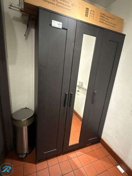 Black Three-Door Storage Cabinet With Mirror Panel - Roller Auctions