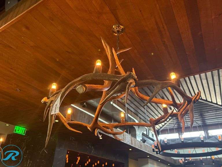 Antler-Style Six-Light Chandelier, 42”D 40”H - Roller Auctions