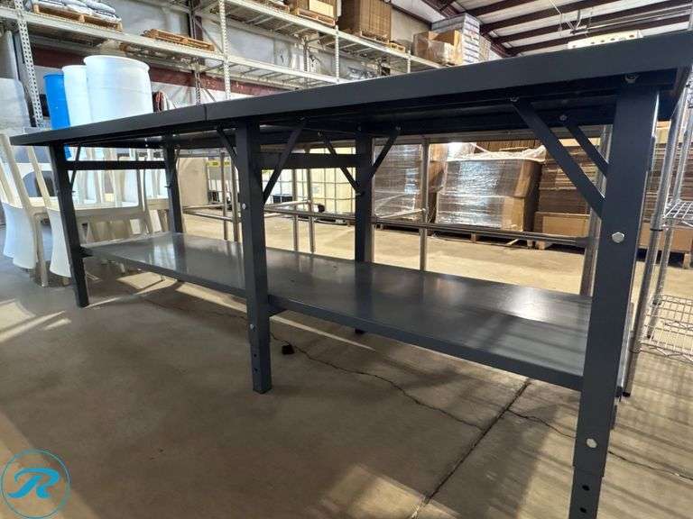 Metal Work Table with Lower Shelf, 8’ x 3’ x 34”H - Roller Auctions