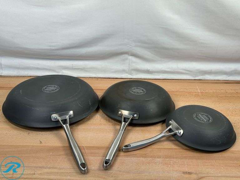 (3) Tramontina: Professional Quality Hard Anodized Ceramic 12in, 10in, & 8in Pans- Used - Roller Auctions