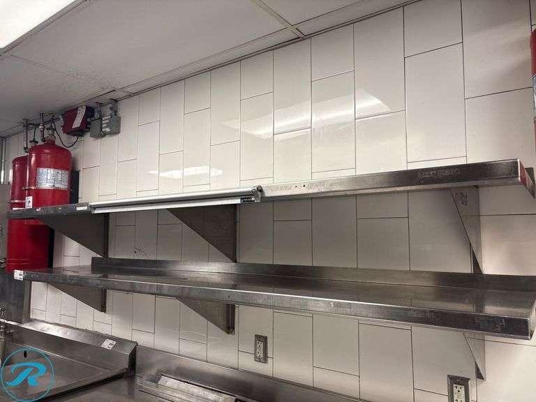 Stainless Steel Wall-Mounted Shelves, (2) 96” x 18” and (2) 60” x 18” - Roller Auctions
