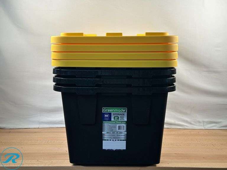 Greenmade 27 Gallon Storage Bin, 4-pack - New - Roller Auctions