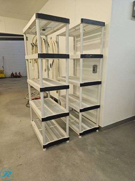 (2) Five-Tier Plastic Shelving Units, 18″×36″×72″