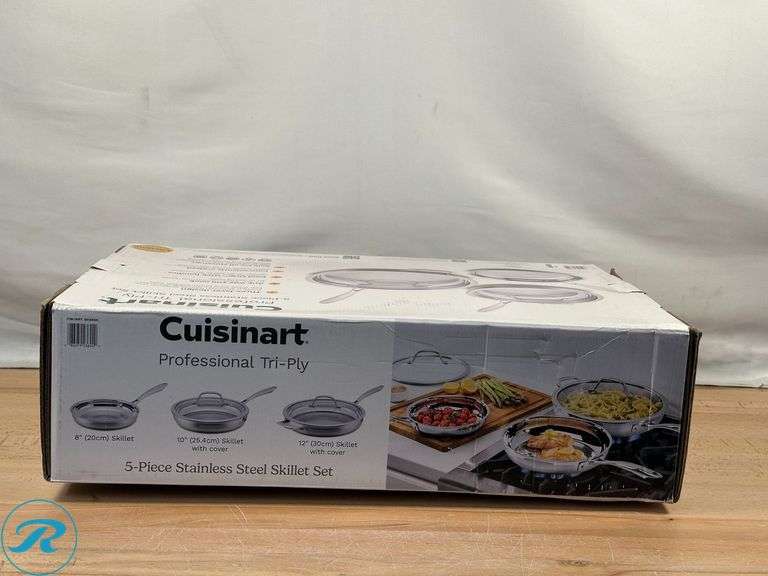 Cuisinart Tri-Ply Clad Stainless Steel 5-piece Skillet Set - Like New - Roller Auctions