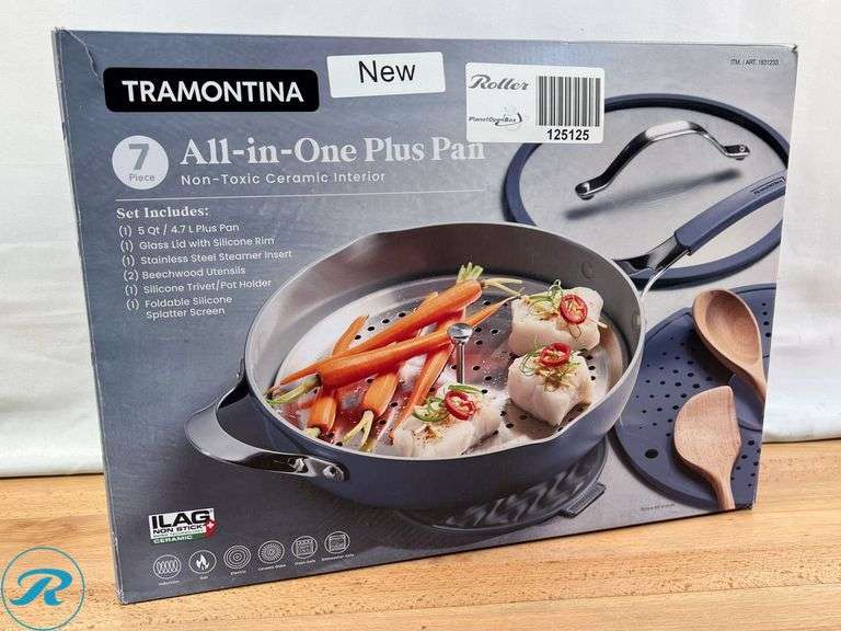 Tramontina 5-quart All-In-One Plus Ceramic Non-Stick Pan, 7-piece Set - New - Roller Auctions