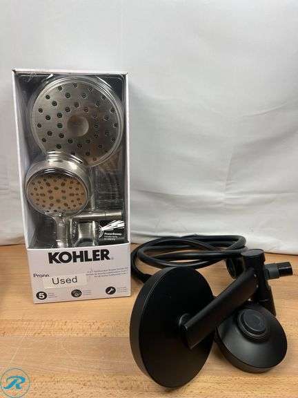 Kohler Prone 3-in-1 Multifunction Shower Head with PowerSweep, Matte Bkack- Used; Kohler; Prone 3-in-1 Multifunction Shower Combo Kit- Used - Roller Auctions