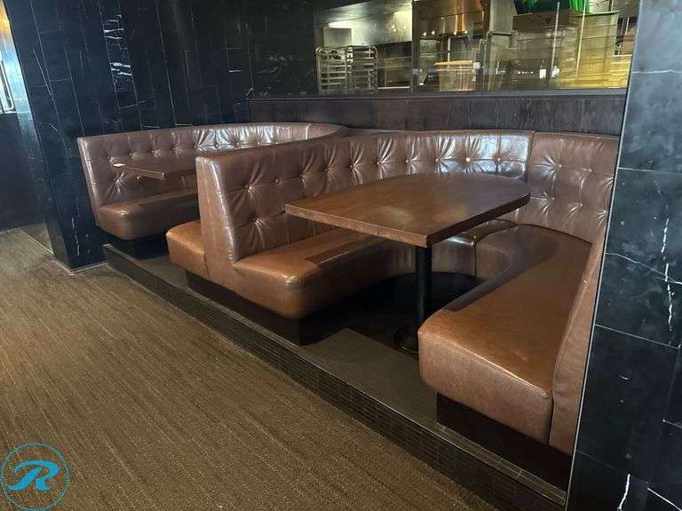 Dining Leatherette Upholstered Booth and Table Package: Booths (2) 76in x 64in and (2) Tables 38in x 30in - Roller Auctions