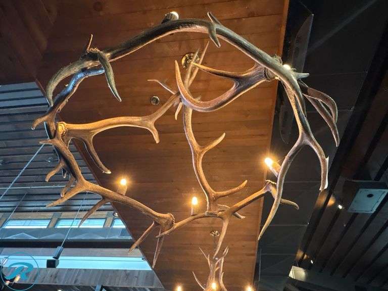 Antler-Style Six-Light Chandelier, 42”D 40”H - Roller Auctions