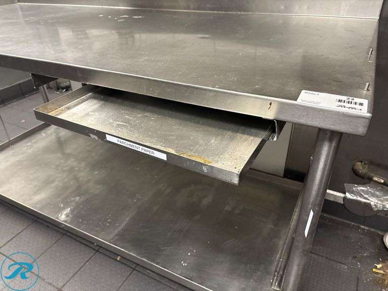 Stainless Steel Work Table with 6″ Backsplash with Lower Shelf, 72″ x 30″ x 35″H - Roller Auctions