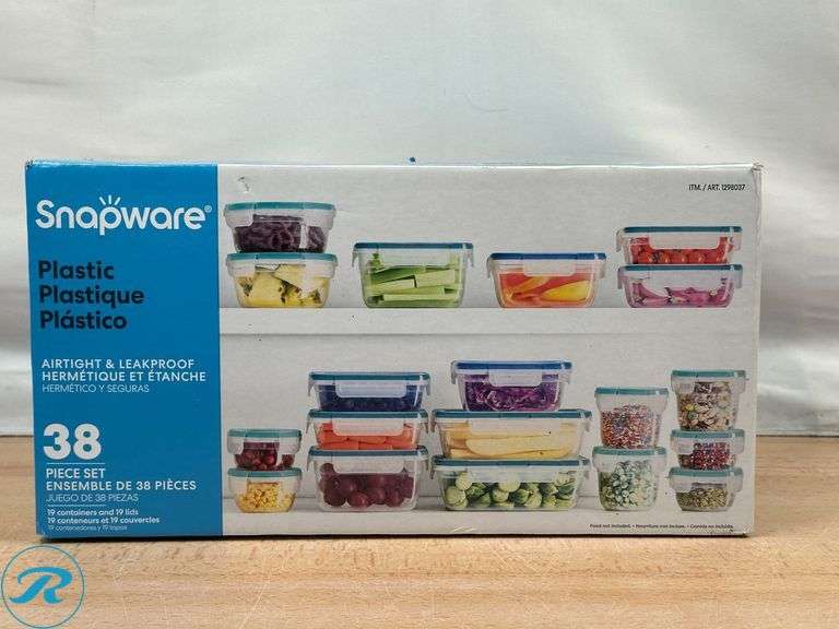 Seville Expandable Cabinet and Pantry Organizer- New; Ello reusable food storage bags- New; Snapware 38-piece Plastic Food Storage Set- New; Farberware: Salad Spinner- New - Roller Auctions