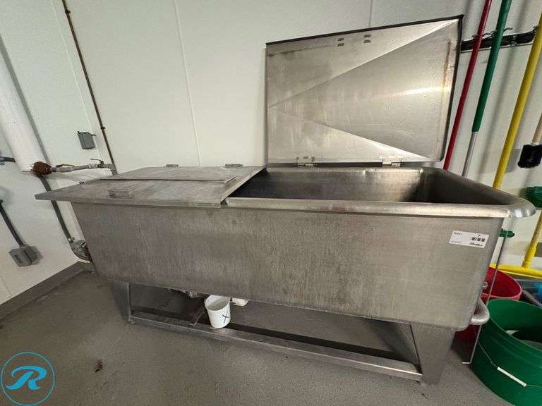 Rectangular Stainless Vat with Pipe Heating Coils, 90” x 30” x 40”H
