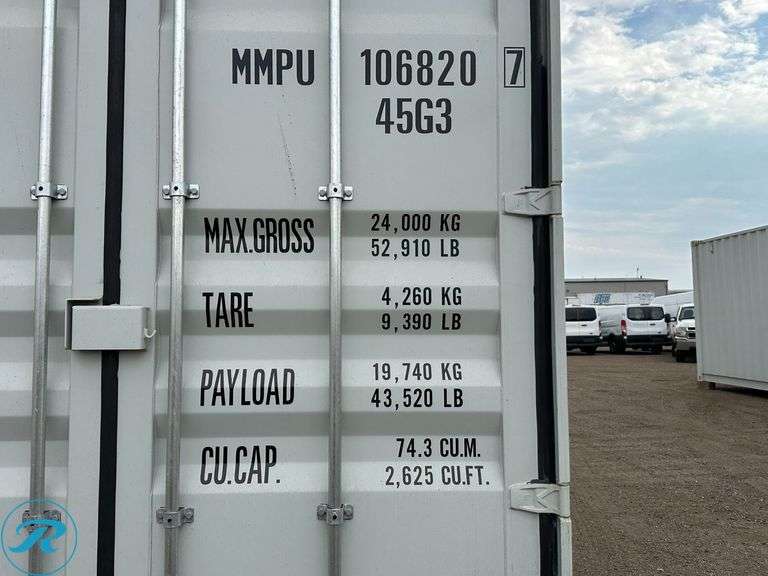 New 40' Steel Storage Container, High Cube, 9'6" High, 8' Wide, (4) Double Door Side Openings - Roller Auctions