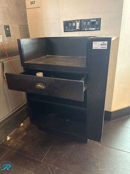 Wooden Host Stand with Drawer and Shelving - Roller Auctions