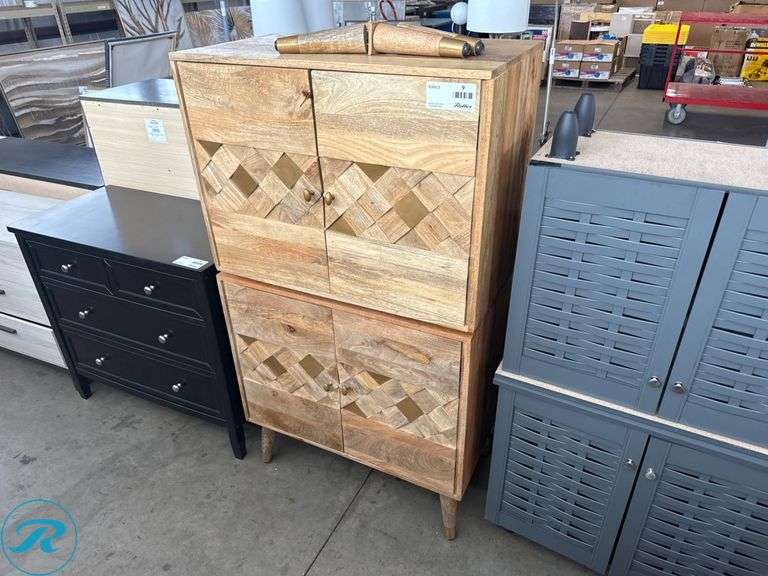 (2) Coaster Furniture Cabinets with Gold Accent Inlay
