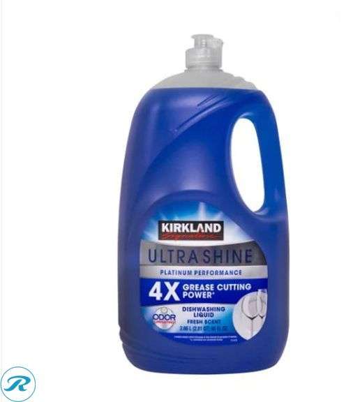 (4) Kirkland Signature Ultra Shine Liquid Dish Soap, Fresh, 90 fl oz- (2) New, (2) New/ Damage Container, Leaking - Roller Auctions