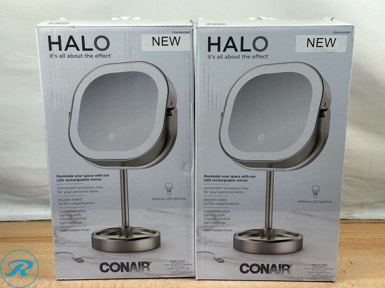 (2) Conair LED Double-Sided 1x/10x Vanity Mirror - New - Roller Auctions