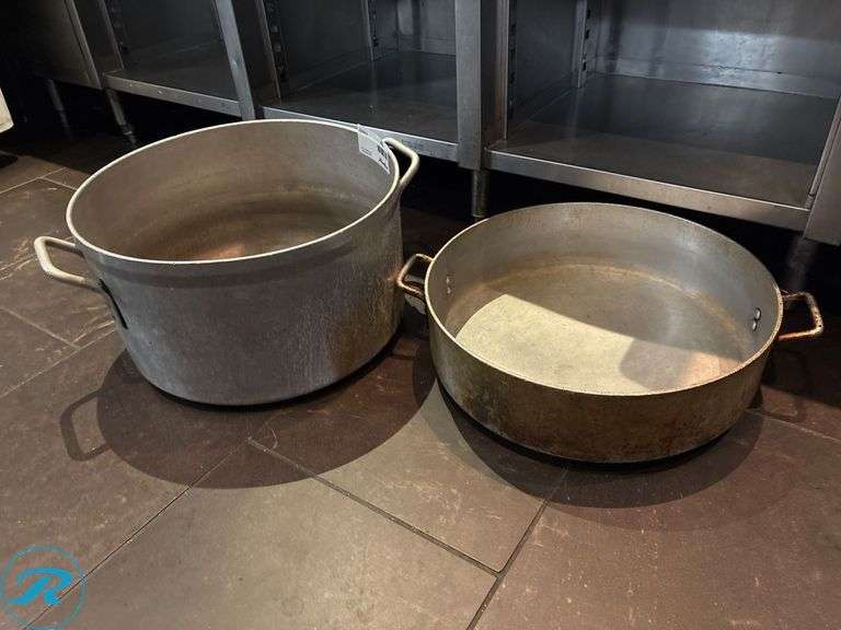 Brazier Pan, 19”D x 6” and Stock Pot, 18”D x 10”