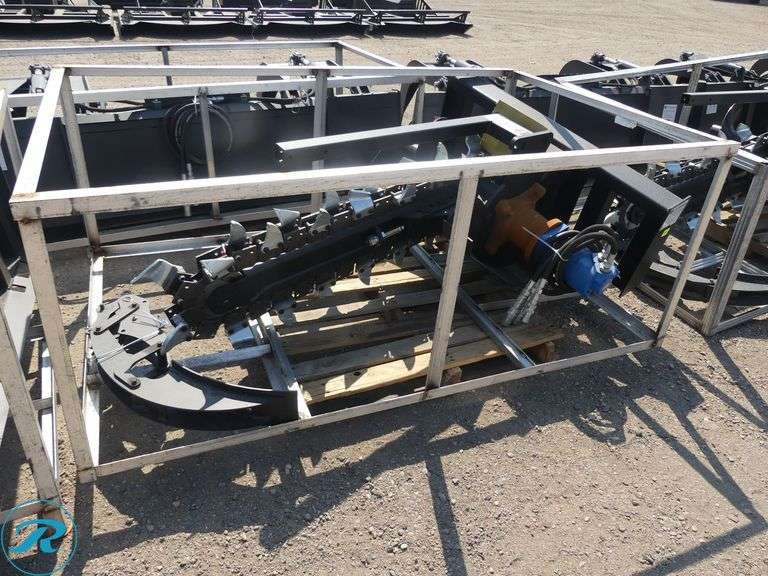 New JCT Hydraulic Trencher Attachment To Fit Skid Steer Loader, With Crumber - Roller Auctions