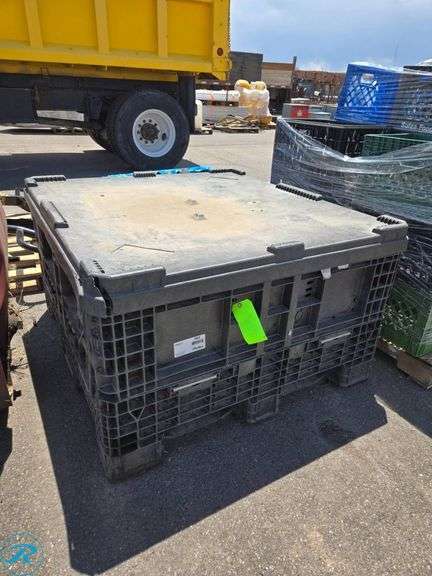 Collapsible Bulk Storage Container with Orange Tie Down Straps - Roller ...