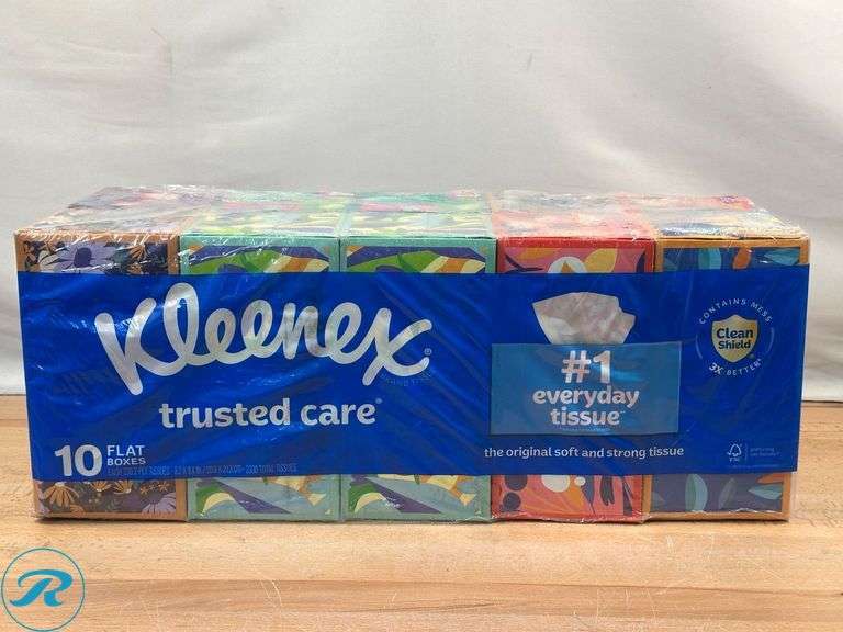 Kleenex Facial Tissue, 2-Ply, Flat Box, 230 Tissues, 10 ct- New; (2) Vanity Fair Everyday Napkin, 2-Ply, 110-count, 6-pack- New - Roller Auctions