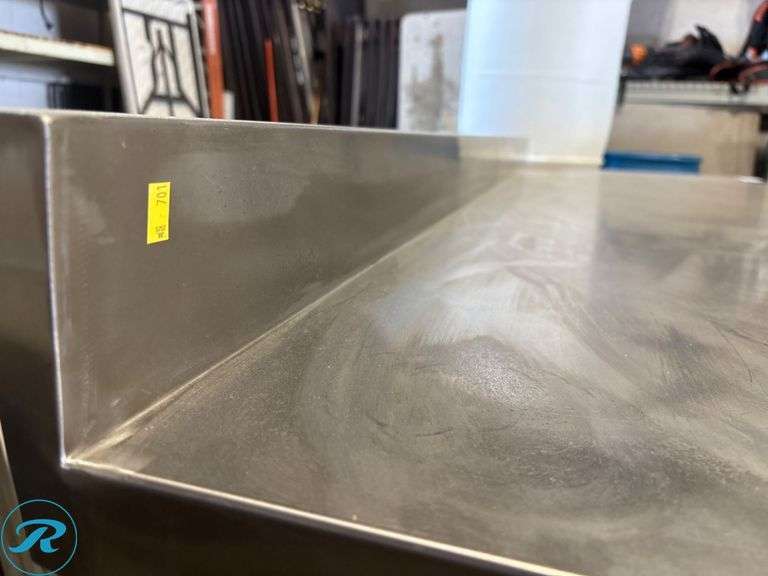 Stainless Steel Work Table with 4" Backsplash, 7’ x 30” x 35”H - Roller Auctions