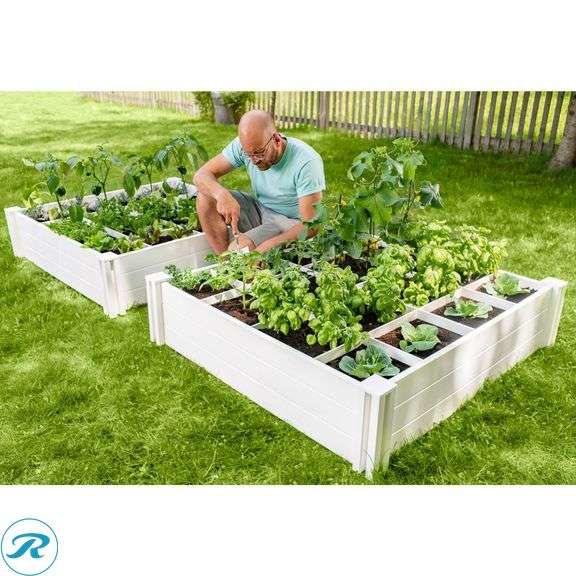 Vita 4'x4'x11" Modular Vinyl Garden with Planting Grid, 2-pack - New - Roller Auctions