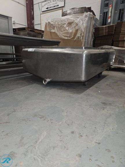 Stainless Steel Tub on Casters, 36″×49″ with 11″ Sidewalls - Roller Auctions
