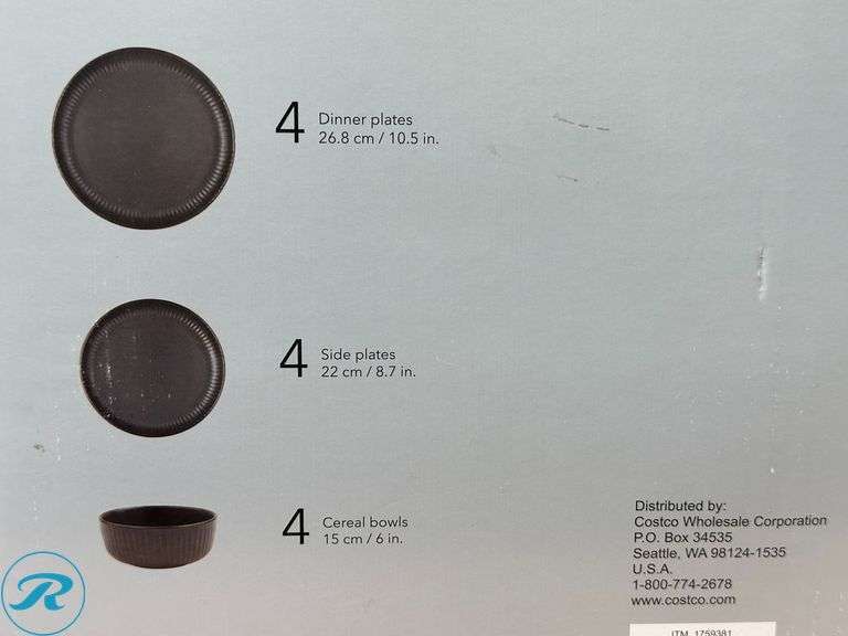 (2) Safdie & Co.Inc: 12pc Stoneware Dinnerware Set- New, (1) Missing Side Plates - Roller Auctions