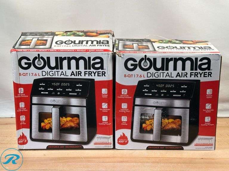 (2) Gourmia 8-Quart Digital Air Fryer with Window & Light - Used - Both have cracked doors - Roller Auctions