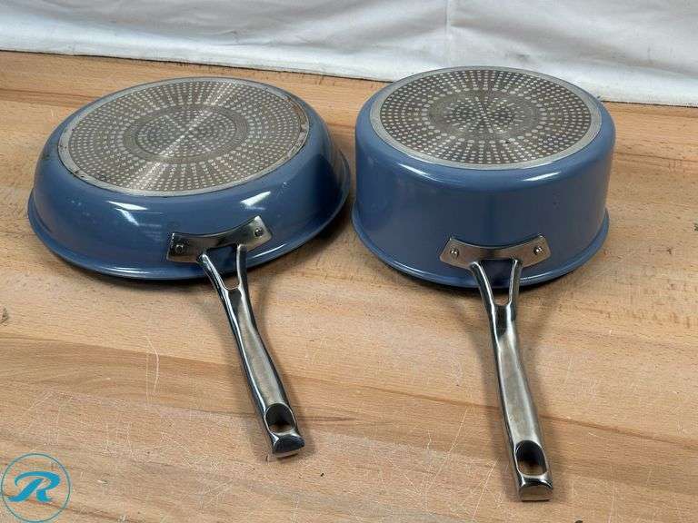 T-fal Excellence Ceramic Non-Stick Cookware Set, 10-piece, Blue- Used - Roller Auctions