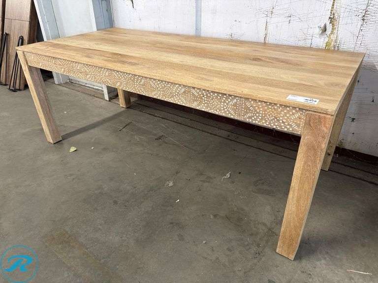 Wood Dining Table with Inlay Detailing, 36”x80”