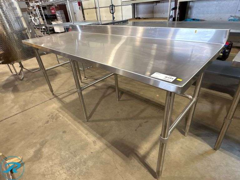 Stainless Steel Work Table With 4” Backsplash, 7’ x 30” x 35”H