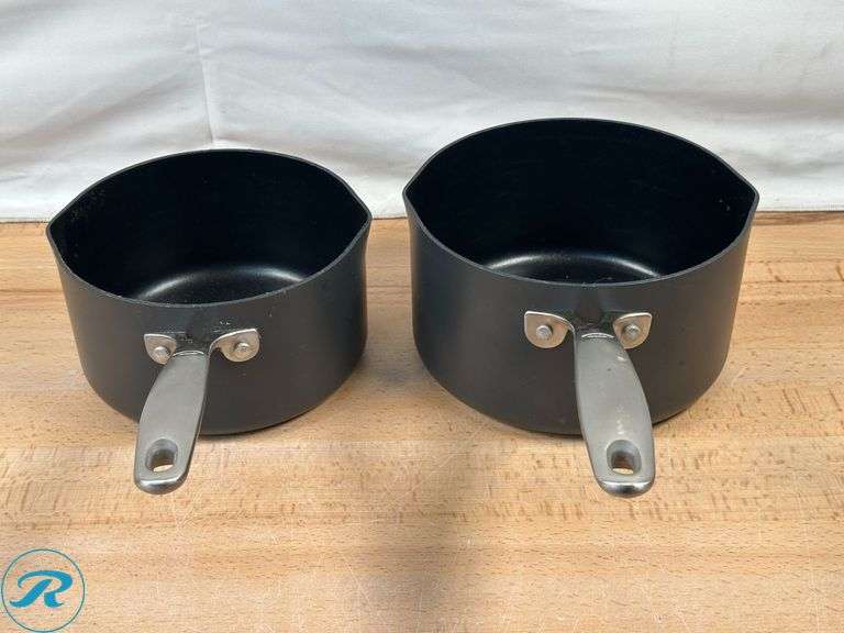 GreenPan Jewel Pro Ceramic Non-Stick 3-piece Fry Pan Set- Used; OXO Softworks: Non-Stick Hard-Anodized Saucepan Set- Used - Roller Auctions