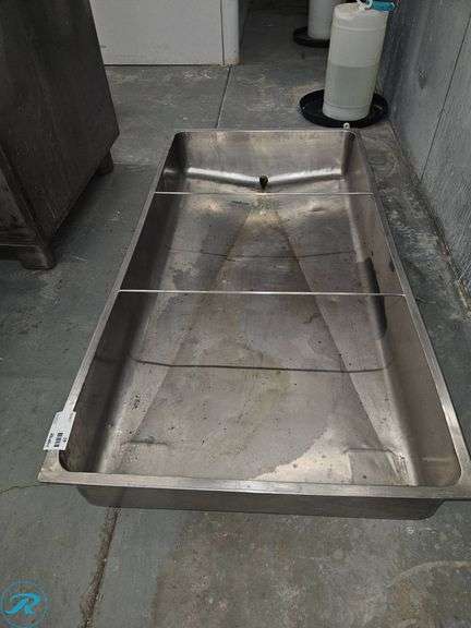 Stainless Steel Trough on Casters, 38.5″×74″ with 8″ Sidewall