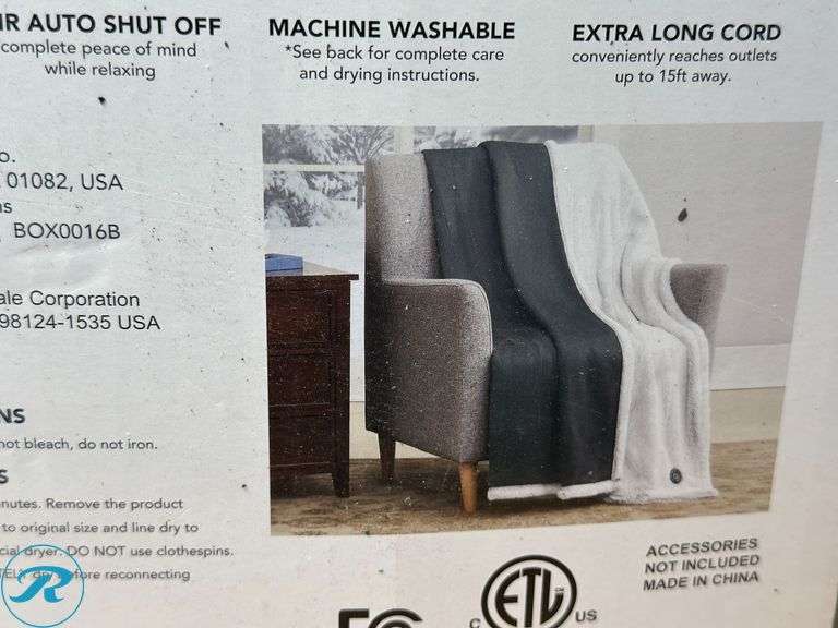 (2) Berkshire Blanket& Home Co: Heated 50in x 60in Blanket- (1) Like New, (1) Used; Berkshire Blanket& Home Co: Heated King Blanket- Like New - Roller Auctions