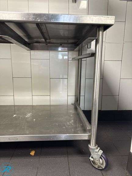 Stainless Steel Work Table with Lower Shelf on Casters, 60” x 30” x 36”H - Roller Auctions