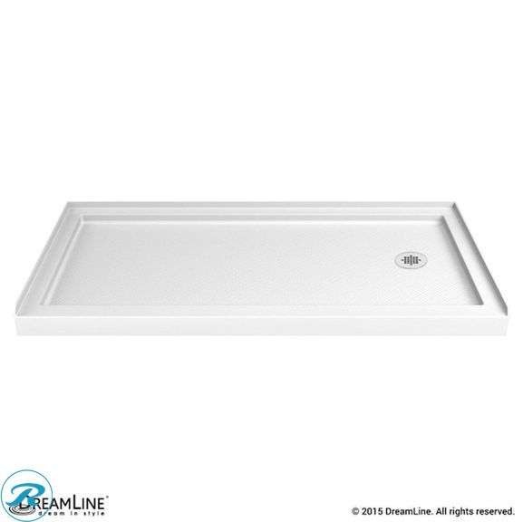 (1) New in Box- DreamLine SlimLine 30-in W x 60-in L Right White Single Threshold Rectangle Shower Pan Base with 2.75-in H Threshold (Total of 1 Shower Pan)