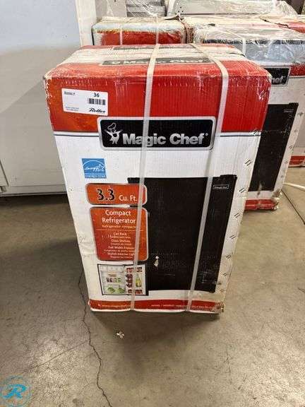 Magic Chef Model HMR330BE 3.3 Cu. Ft. Compact Refrigerator (Water Damage to Box, However No Damage to Internal Packaging or Unit) - Roller Auctions