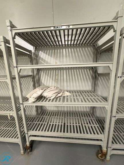 (4) Camshelving Racks, 48” x 24” x 70”H, (2) on 5” Casters - Roller Auctions