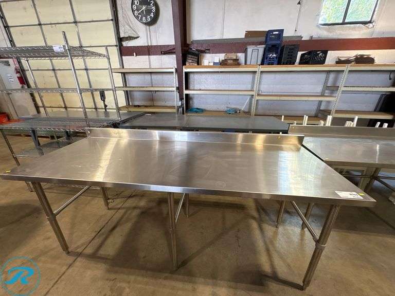 Stainless Steel Work Table With 4” Backsplash, 7’ x 30” x 35”H - Roller Auctions