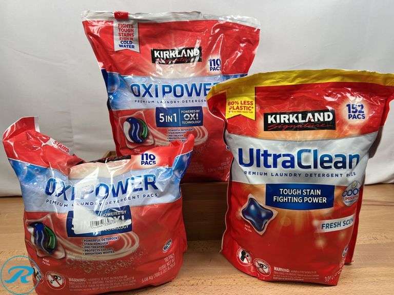 (3) Assorted Kirkland Signature Laundry Detergent Pacs - New/Missing Some - Roller Auctions